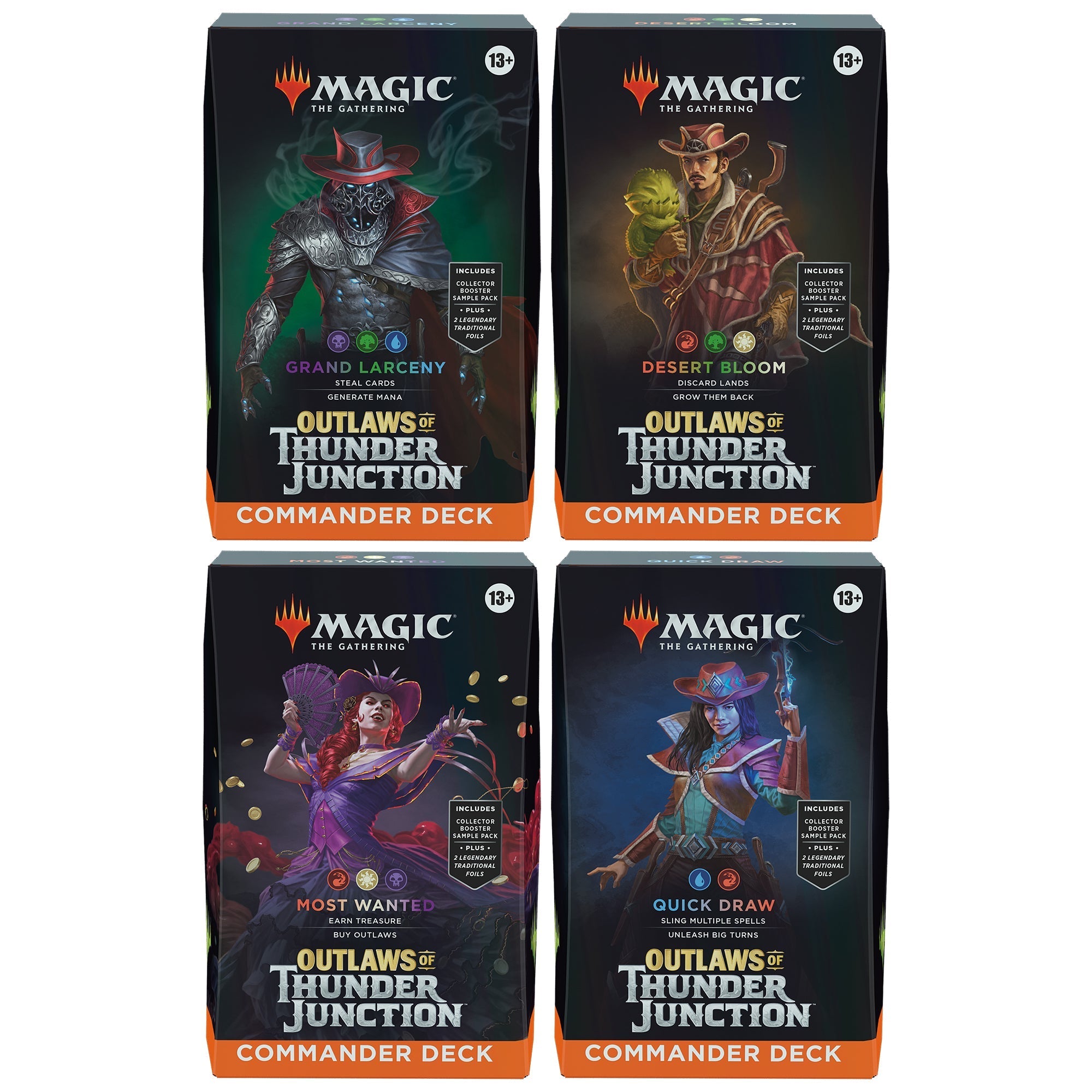 Magic The Gathering: Outlaws of Thunder Junction Set Of 4 Commander Decks